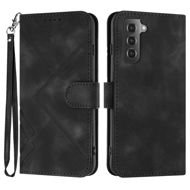 For Samsung Galaxy S21+ 5G Line Pattern Skin Feel Leather Phone Case(Black) - free shipping - PMC TechLife - Order now!