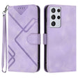 For Samsung Galaxy S21 Ultra 5G Line Pattern Skin Feel Leather Phone Case(Light Purple) - free shipping - PMC TechLife - Order now!