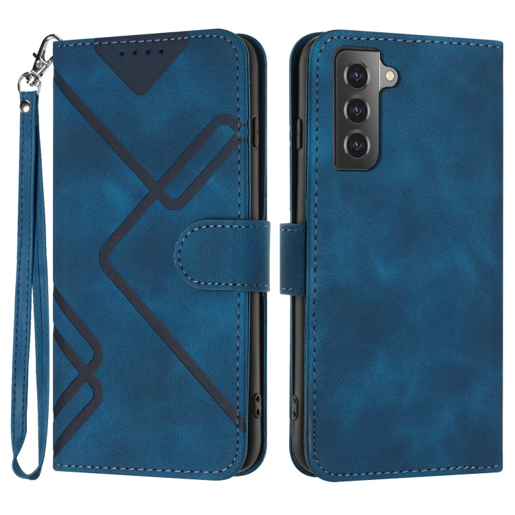 For Samsung Galaxy S22 5G Line Pattern Skin Feel Leather Phone Case(Royal Blue) - free shipping - PMC TechLife - Order now!
