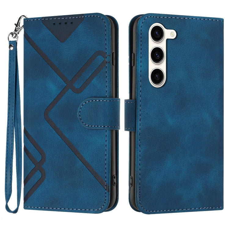 For Samsung Galaxy S23+ 5G Line Pattern Skin Feel Leather Phone Case(Royal Blue) - free shipping - PMC TechLife - Order now!