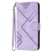 For Samsung Galaxy S23 Ultra 5G Line Pattern Skin Feel Leather Phone Case(Light Purple)