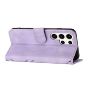 For Samsung Galaxy S23 Ultra 5G Line Pattern Skin Feel Leather Phone Case(Light Purple)
