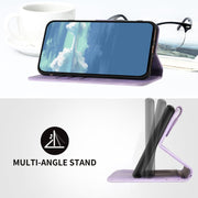 For Samsung Galaxy S23 Ultra 5G Line Pattern Skin Feel Leather Phone Case(Light Purple)