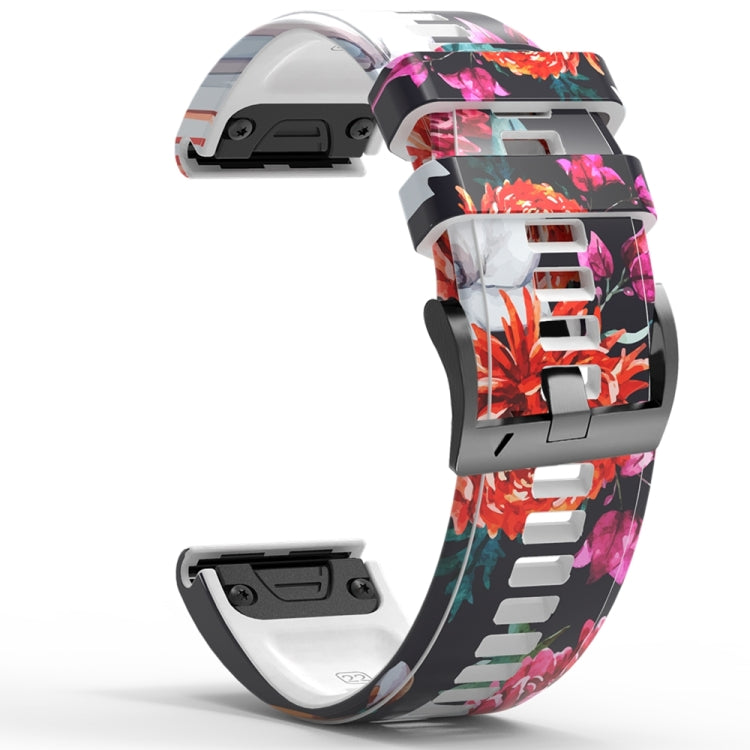 For Garmin Forerunner 965 / 955 / 945 / 935 Printing Quick Release Silicone Watch Band(Flower) - Watch Bands by PMC TechLife | Online Shopping South Africa | PMC TechLife