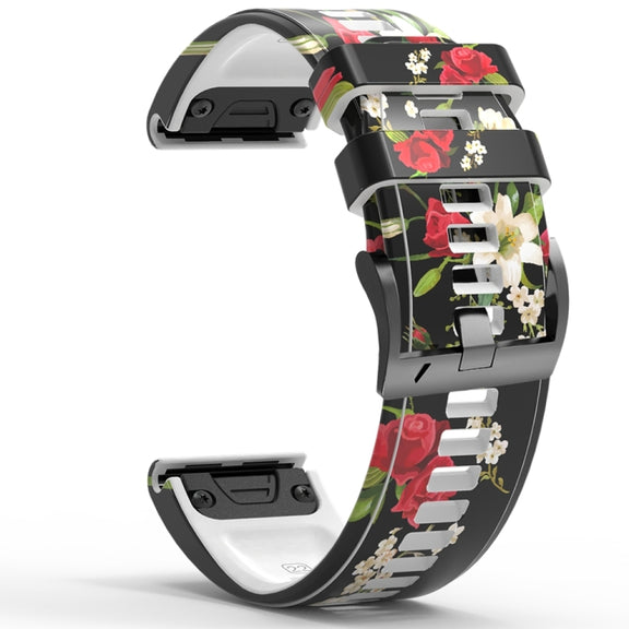 For Garmin Forerunner 965 / 955 / 945 / 935 Printing Quick Release Silicone Watch Band(Rose)