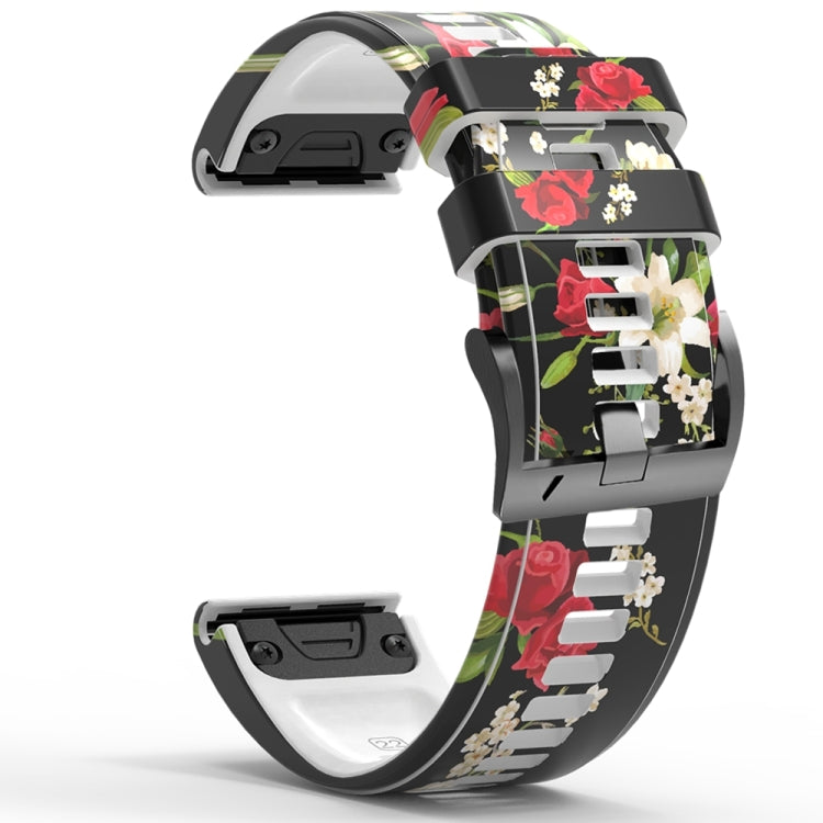 For Garmin Forerunner 965 / 955 / 945 / 935 Printing Quick Release Silicone Watch Band(Rose)