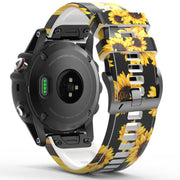 For Garmin Forerunner 965 / 955 / 945 / 935 Printing Quick Release Silicone Watch Band(Sunflower)