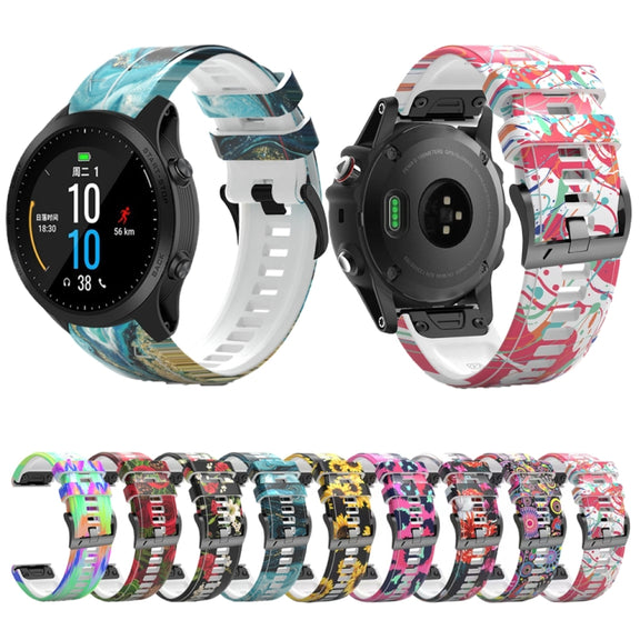 For Garmin Forerunner 965 / 955 / 945 / 935 Printing Quick Release Silicone Watch Band(Rose)
