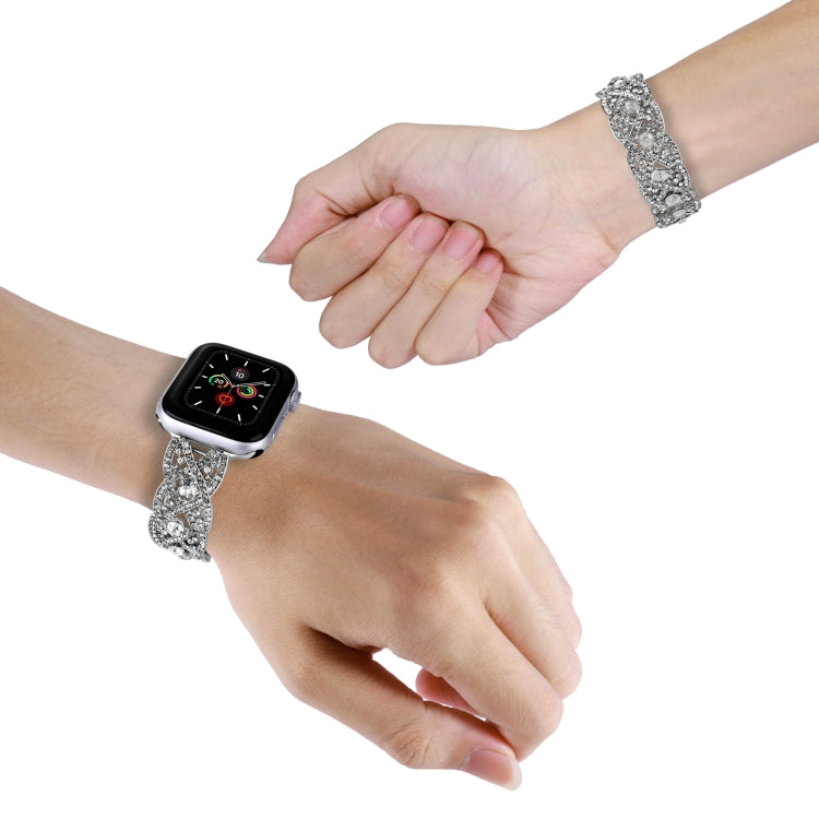 Diamonds Twist Metal Watch Band For Apple Watch 7 41mm(Silver) - Watch Bands by PMC TechLife | Online Shopping South Africa | PMC TechLife