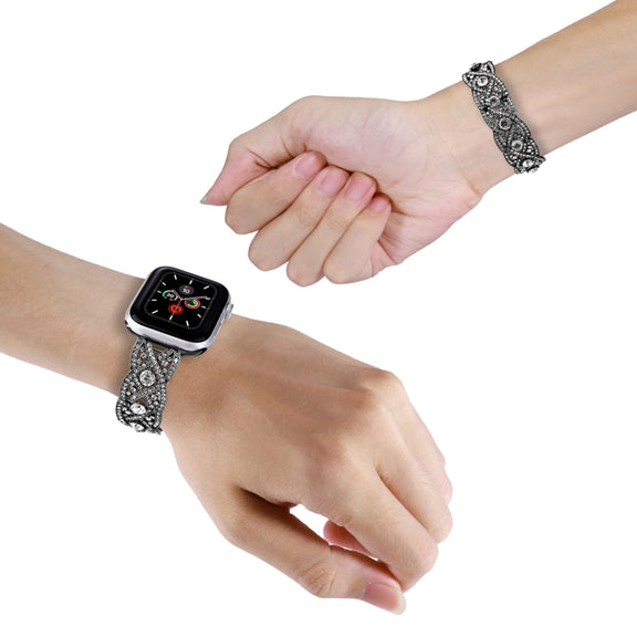 Diamonds Twist Metal Watch Band For Apple Watch SE 44mm(Black)