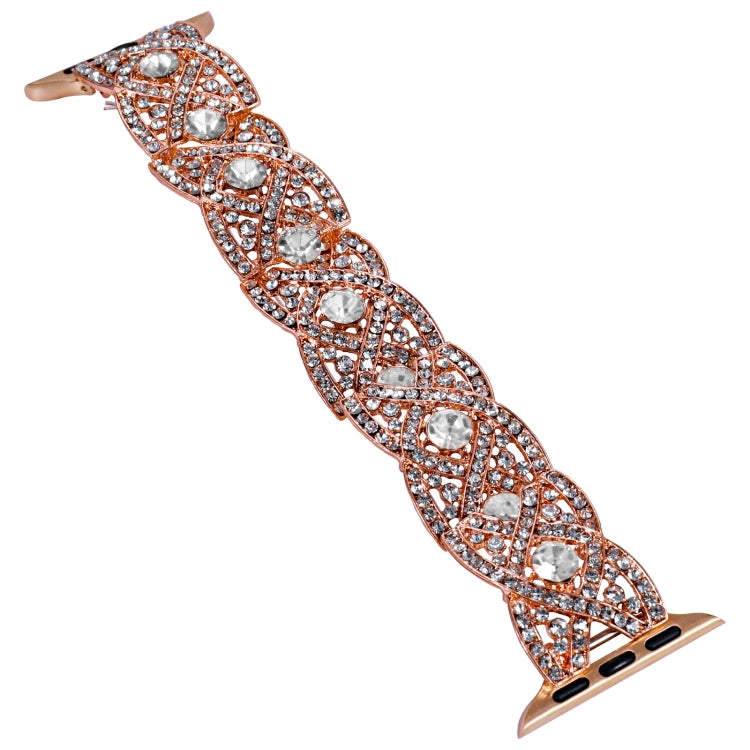 Diamonds Twist Metal Watch Band For Apple Watch 38mm(Rose Gold White) - Watch Bands by PMC TechLife | Online Shopping South Africa | PMC TechLife