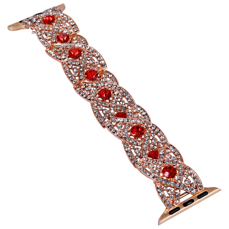 Diamonds Twist Metal Watch Band For Apple Watch 42mm(Rose Gold Red)
