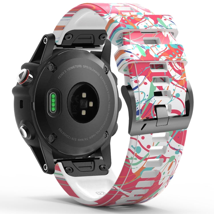 For Garmin  Tactix 7 Pro / Fenix 7X / 6X Pro Printing Quick Release Silicone Watch Band(Graffiti)