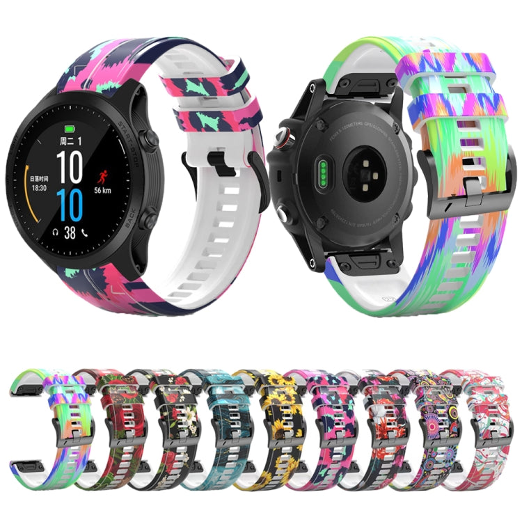 For Garmin  Tactix 7 Pro / Fenix 7X / 6X Pro Printing Quick Release Silicone Watch Band(Colorful) - Watch Bands by PMC TechLife | Online Shopping South Africa | PMC TechLife