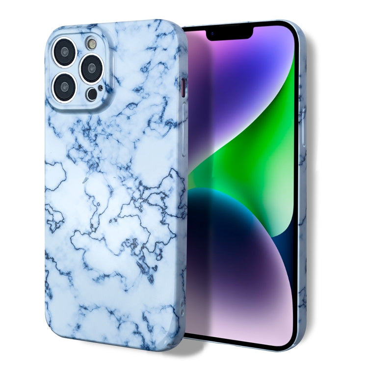 For iPhone 12 Marble Pattern Phone Case(Blue White) - iPhone 12 / 12 Pro Cases by PMC TechLife | Online Shopping South Africa | PMC TechLife