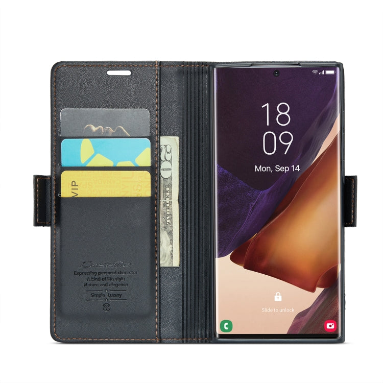 For Samsung Galaxy Note20 Ultra CaseMe 023 Butterfly Buckle Litchi Texture RFID Anti-theft Leather Phone Case(Black) - free shipping - PMC TechLife - Order now!