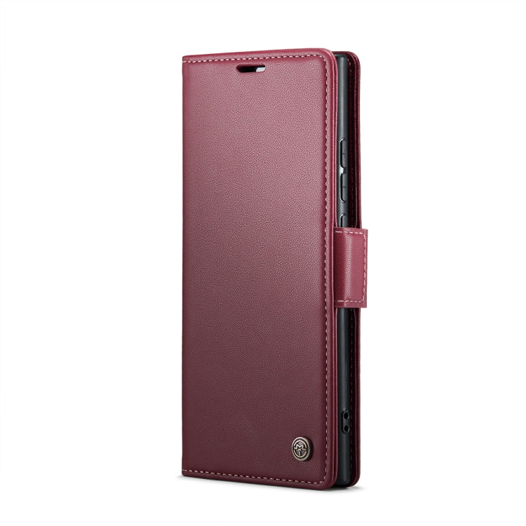 For Samsung Galaxy Note20 Ultra CaseMe 023 Butterfly Buckle Litchi Texture RFID Anti-theft Leather Phone Case(Wine Red)