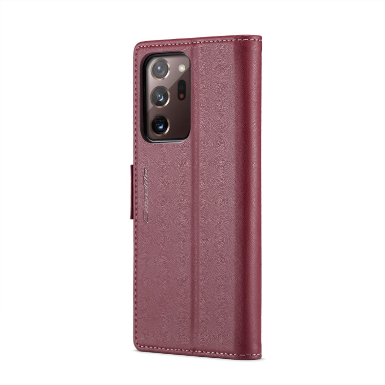 For Samsung Galaxy Note20 Ultra CaseMe 023 Butterfly Buckle Litchi Texture RFID Anti-theft Leather Phone Case(Wine Red) - free shipping - PMC TechLife - Order now!