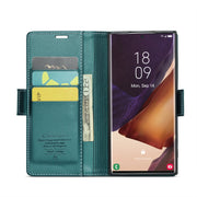 For Samsung Galaxy Note20 Ultra CaseMe 023 Butterfly Buckle Litchi Texture RFID Anti-theft Leather Phone Case(Pearly Blue)