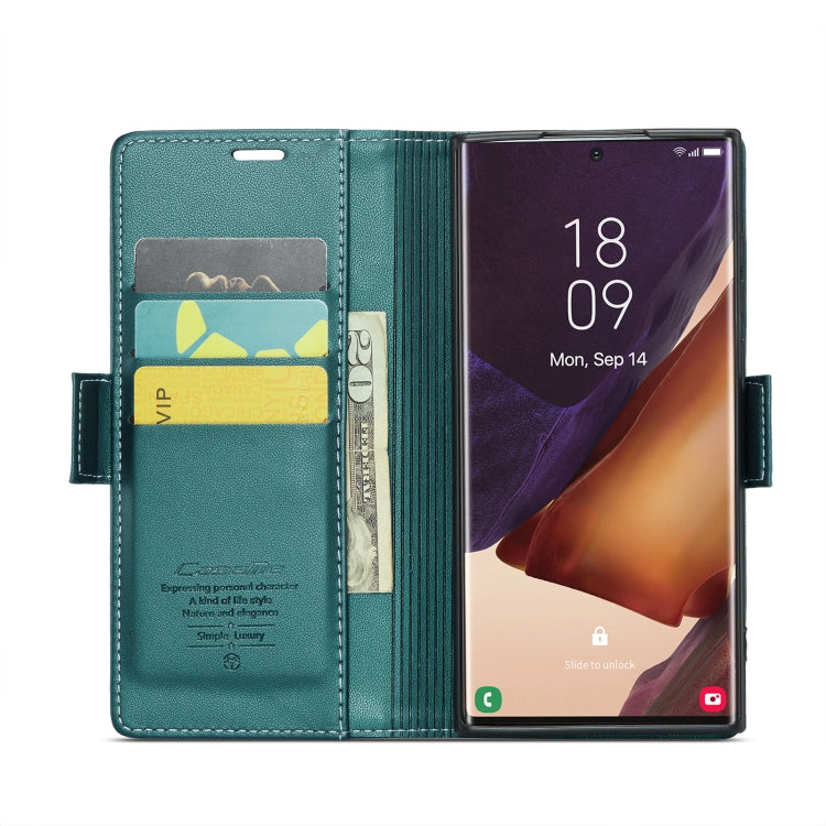 For Samsung Galaxy Note20 Ultra CaseMe 023 Butterfly Buckle Litchi Texture RFID Anti-theft Leather Phone Case(Pearly Blue)