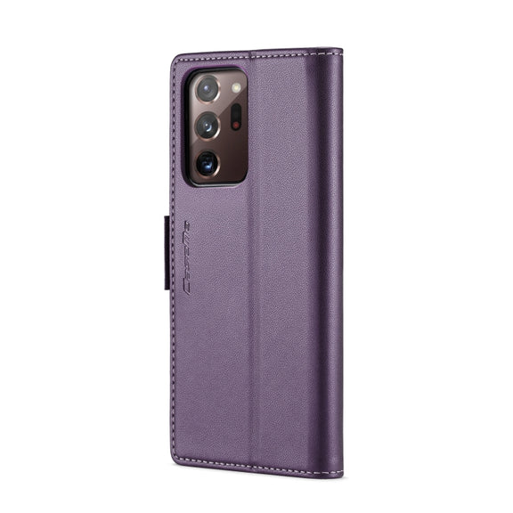 For Samsung Galaxy Note20 Ultra CaseMe 023 Butterfly Buckle Litchi Texture RFID Anti-theft Leather Phone Case(Pearly Purple)