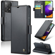 For Samsung Galaxy A52/A52s 5G CaseMe 023 Butterfly Buckle Litchi Texture RFID Anti-theft Leather Phone Case(Black)