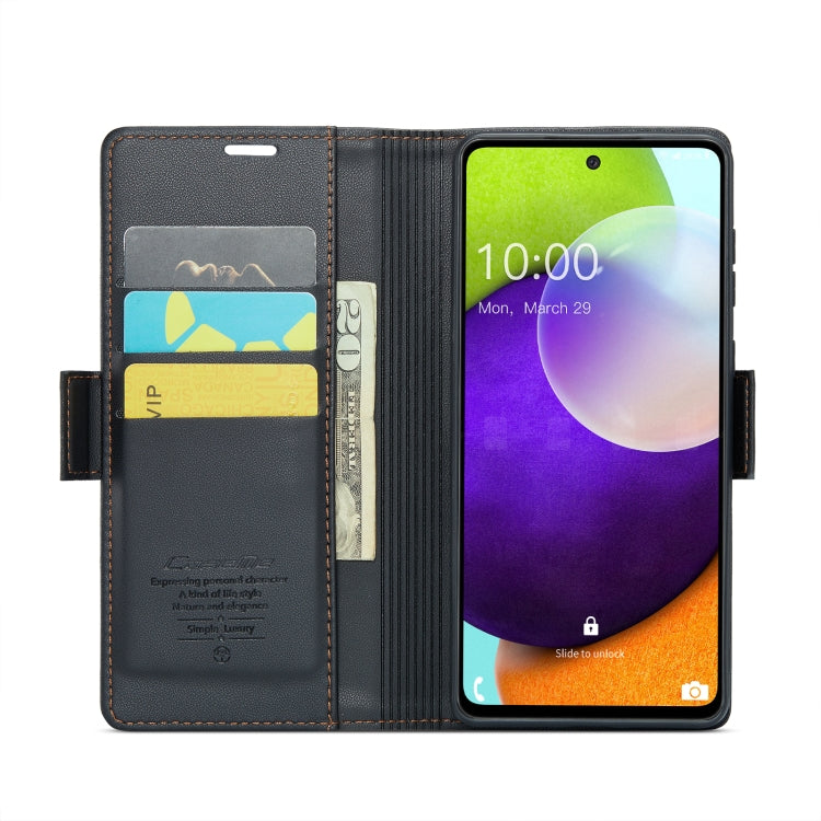 For Samsung Galaxy A52/A52s 5G CaseMe 023 Butterfly Buckle Litchi Texture RFID Anti-theft Leather Phone Case(Black)