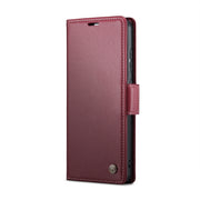 For Samsung Galaxy A52/A52s 5G CaseMe 023 Butterfly Buckle Litchi Texture RFID Anti-theft Leather Phone Case(Wine Red)