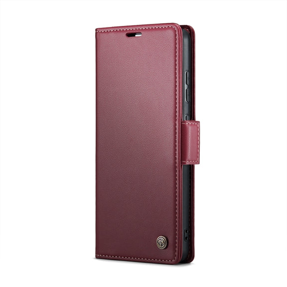 For Samsung Galaxy A52/A52s 5G CaseMe 023 Butterfly Buckle Litchi Texture RFID Anti-theft Leather Phone Case(Wine Red)