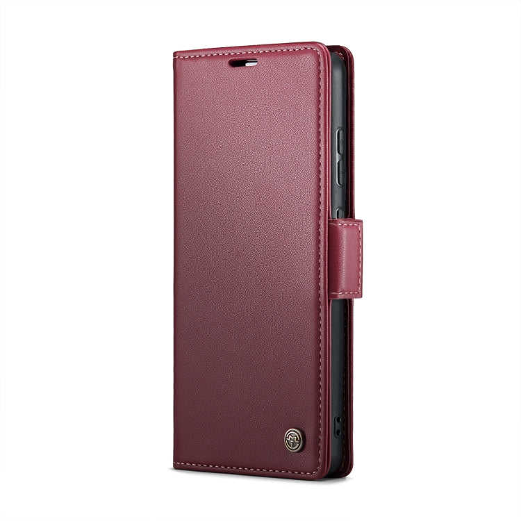 For Samsung Galaxy A52/A52s 5G CaseMe 023 Butterfly Buckle Litchi Texture RFID Anti-theft Leather Phone Case(Wine Red)
