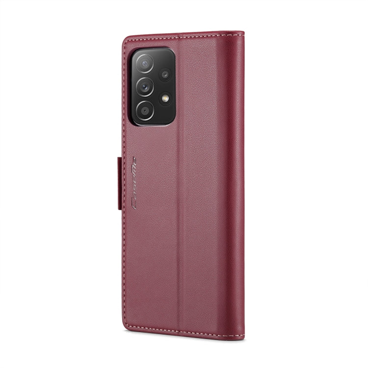 For Samsung Galaxy A52/A52s 5G CaseMe 023 Butterfly Buckle Litchi Texture RFID Anti-theft Leather Phone Case(Wine Red)