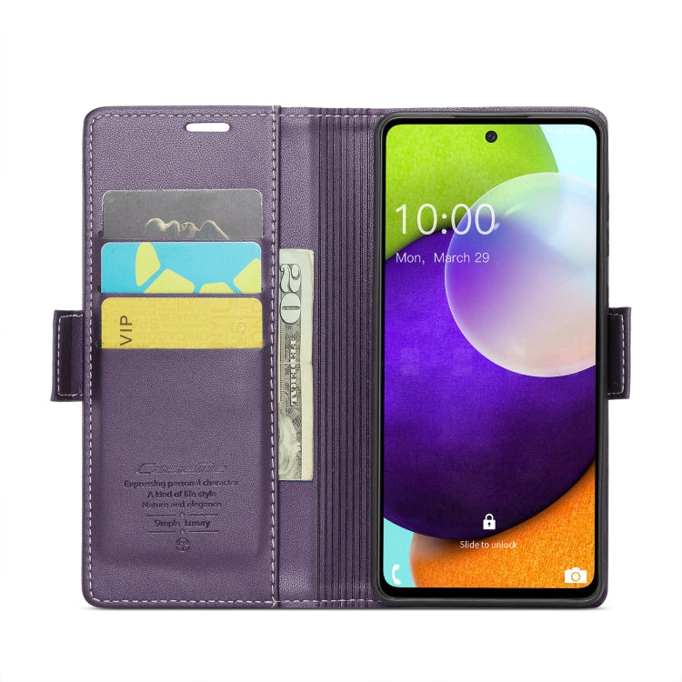 For Samsung Galaxy A52/A52s 5G CaseMe 023 Butterfly Buckle Litchi Texture RFID Anti-theft Leather Phone Case(Pearly Purple)
