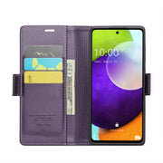For Samsung Galaxy A52/A52s 5G CaseMe 023 Butterfly Buckle Litchi Texture RFID Anti-theft Leather Phone Case(Pearly Purple)