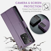 For Samsung Galaxy A52/A52s 5G CaseMe 023 Butterfly Buckle Litchi Texture RFID Anti-theft Leather Phone Case(Pearly Purple)