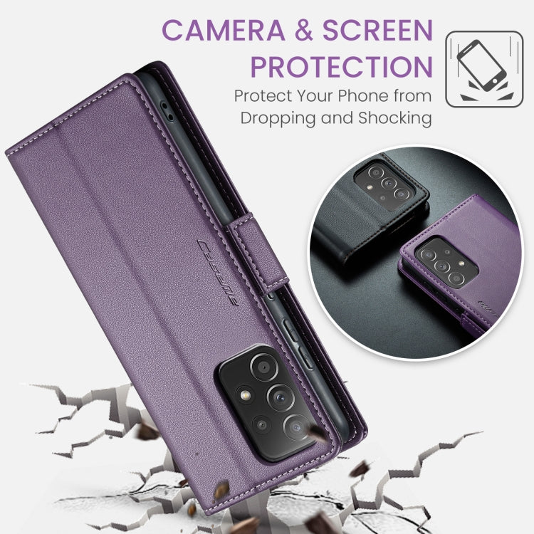 For Samsung Galaxy A52/A52s 5G CaseMe 023 Butterfly Buckle Litchi Texture RFID Anti-theft Leather Phone Case(Pearly Purple)