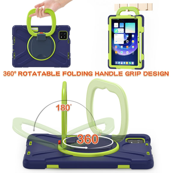 For Xiaomi Pad 6 / 6 Pro Silicone Hybrid PC Tablet Case with Holder & Shoulder Strap(Navy Blue Olivine)