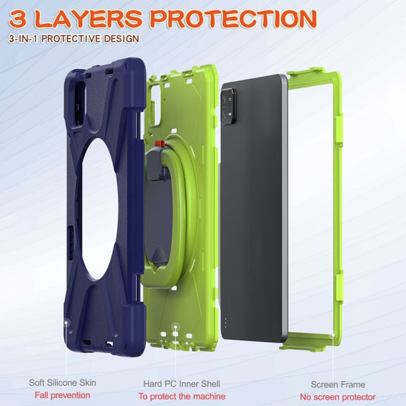 For Xiaomi Pad 6 / 6 Pro Silicone Hybrid PC Tablet Case with Holder & Shoulder Strap(Navy Blue Olivine)