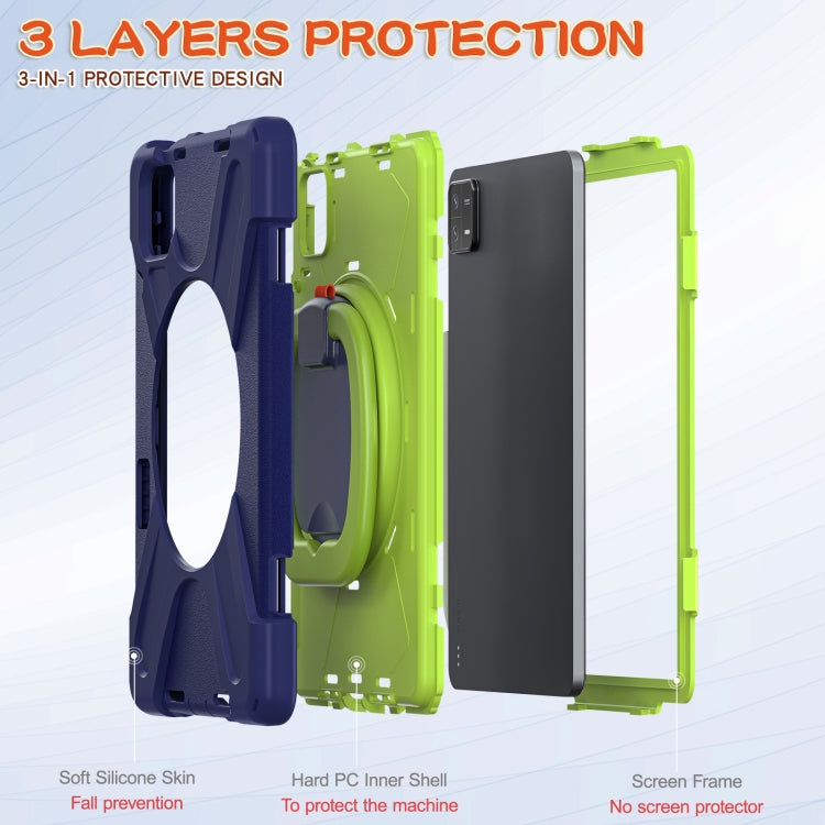 For Xiaomi Pad 6 / 6 Pro Silicone Hybrid PC Tablet Case with Holder & Shoulder Strap(Navy Blue Olivine)