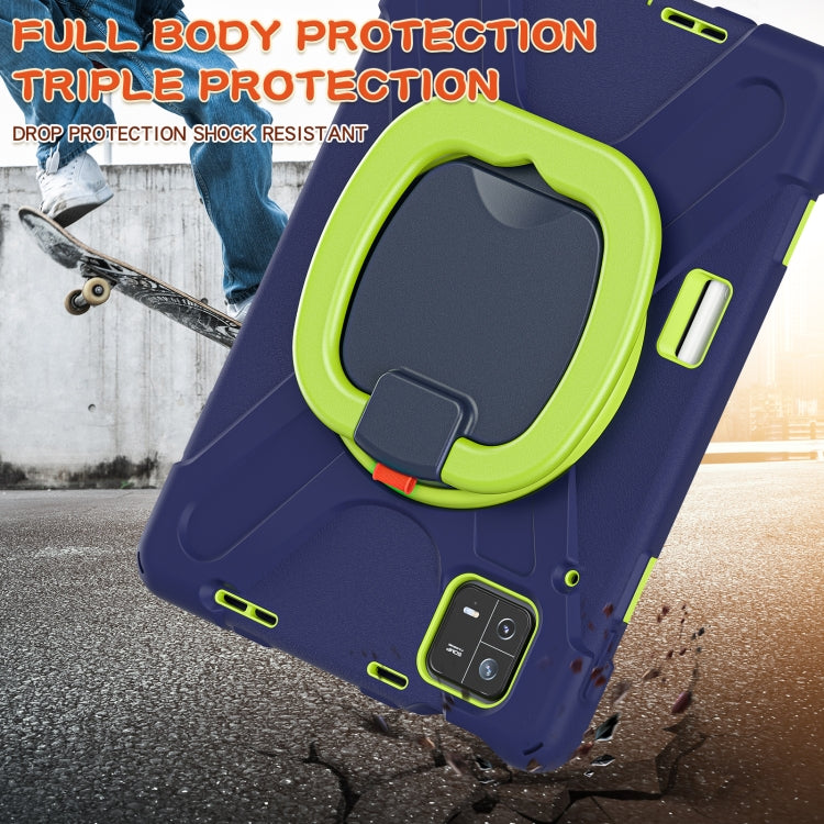 For Xiaomi Pad 6 / 6 Pro Silicone Hybrid PC Tablet Case with Holder & Shoulder Strap(Navy Blue Olivine)