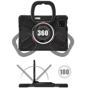 For Xiaomi Pad 6 / 6 Pro Silicone Hybrid PC Tablet Case with Holder & Shoulder Strap(Black)