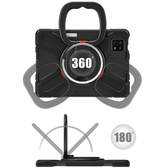 For Xiaomi Pad 6 / 6 Pro Silicone Hybrid PC Tablet Case with Holder & Shoulder Strap(Black)