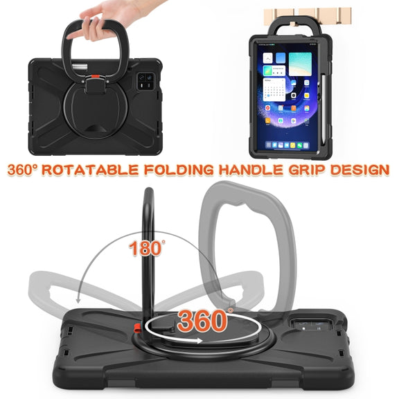 For Xiaomi Pad 6 / 6 Pro Silicone Hybrid PC Tablet Case with Holder & Shoulder Strap(Black)