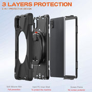 For Xiaomi Pad 6 / 6 Pro Silicone Hybrid PC Tablet Case with Holder & Shoulder Strap(Black)