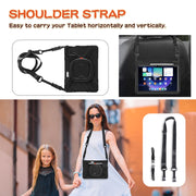 For Xiaomi Pad 6 / 6 Pro Silicone Hybrid PC Tablet Case with Holder & Shoulder Strap(Black)