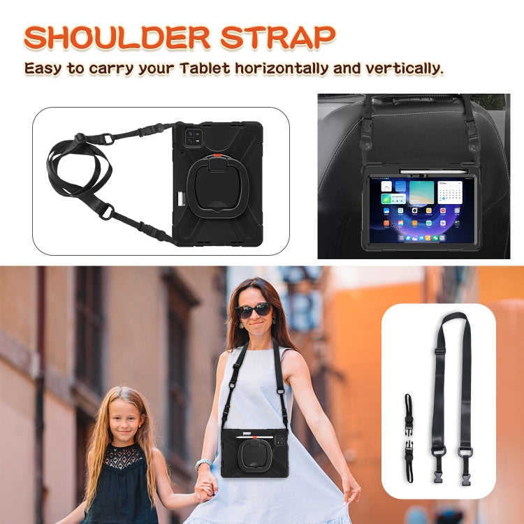 For Xiaomi Pad 6 / 6 Pro Silicone Hybrid PC Tablet Case with Holder & Shoulder Strap(Black)