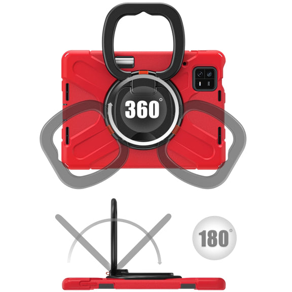For Xiaomi Pad 6 / 6 Pro Silicone Hybrid PC Tablet Case with Holder & Shoulder Strap(Red)