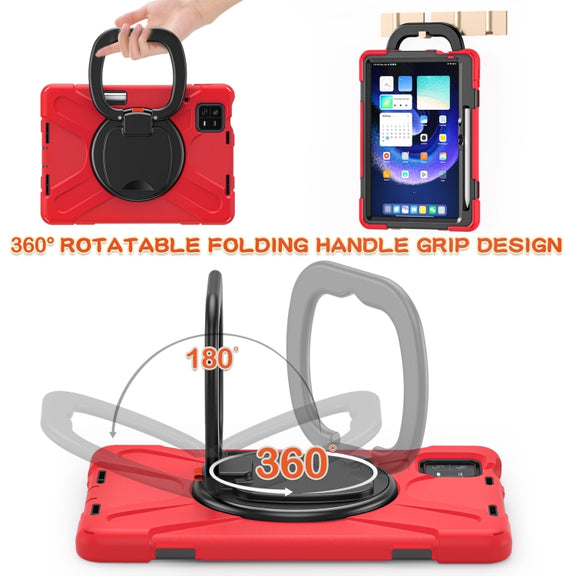 For Xiaomi Pad 6 / 6 Pro Silicone Hybrid PC Tablet Case with Holder & Shoulder Strap(Red)