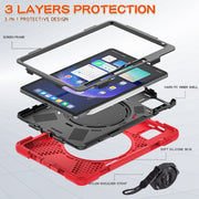 For Xiaomi Pad 6 / 6 Pro Silicone Hybrid PC Tablet Case with Holder & Shoulder Strap(Red)