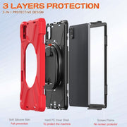 For Xiaomi Pad 6 / 6 Pro Silicone Hybrid PC Tablet Case with Holder & Shoulder Strap(Red)