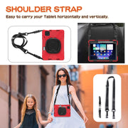 For Xiaomi Pad 6 / 6 Pro Silicone Hybrid PC Tablet Case with Holder & Shoulder Strap(Red)